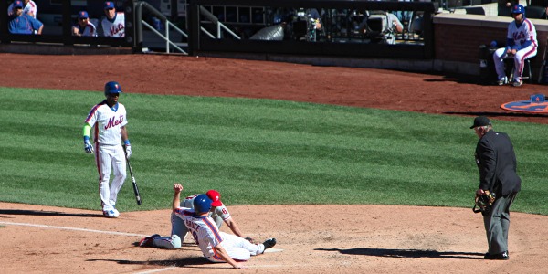 Jay Bruce sliding into home