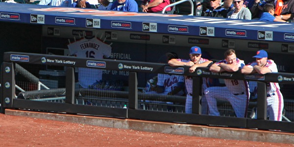 Fernandez 16 jersey hanging in the Mets dugout